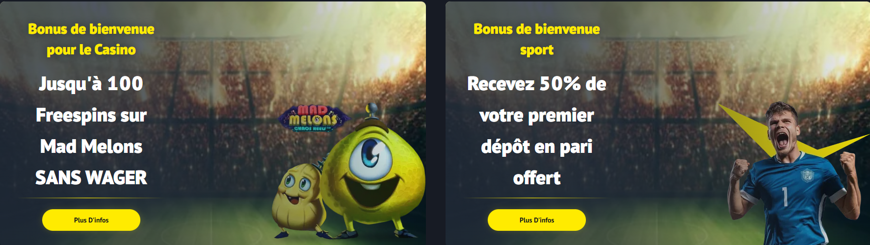 Offres promotionnelles Yonibet - Bonus casino et paris sportifs